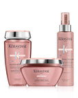 Routine Chroma Absolu pour réparation en profondeur des cheveux colorés.