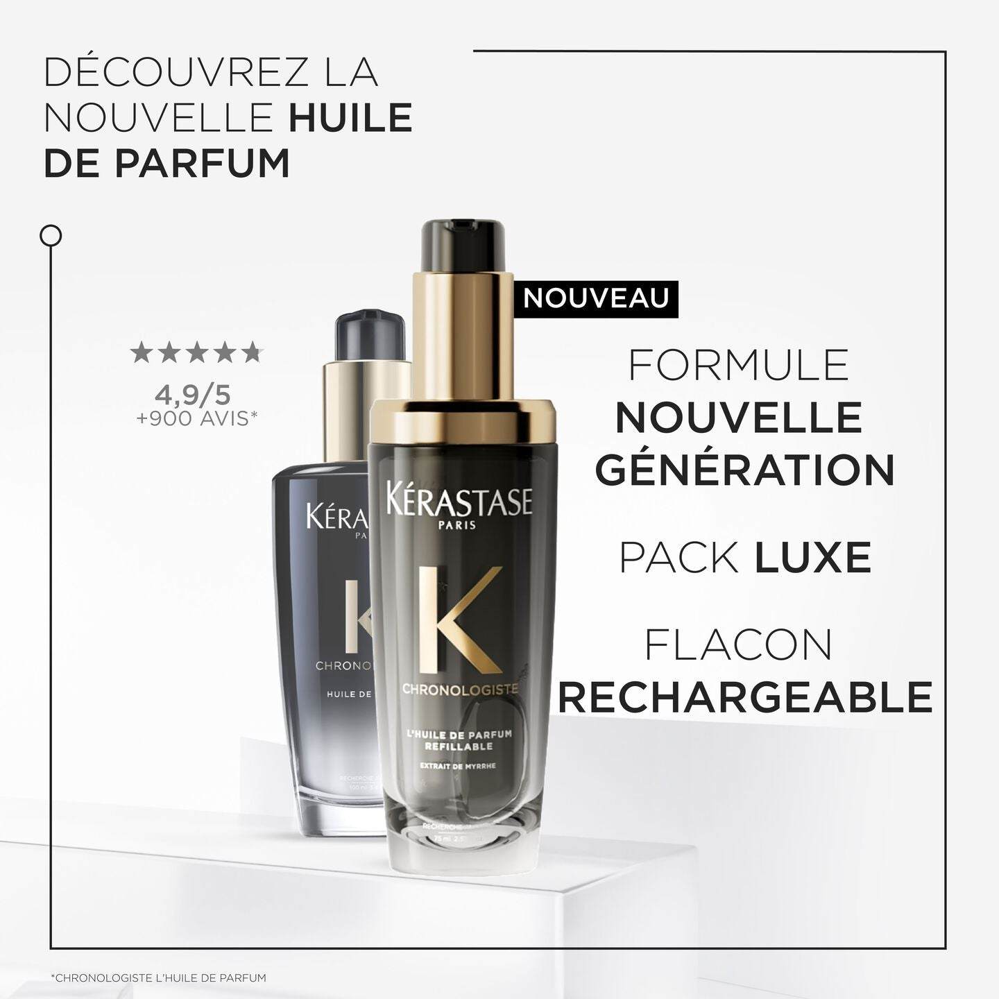 Chronologiste Huile De Parfum with elegant rose and musk scent in luxury refillable bottle.